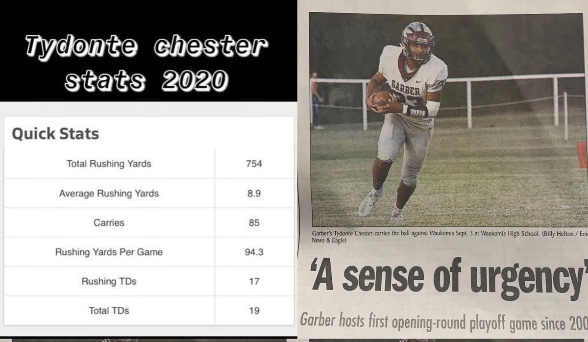 2022Oklahoma's tweet image. Oklahoma Wolfpack standout @tydonteusha11 looks to make his presence felt tonight on the field as Garber begins playoffs. Chester is an exceptional athlete that can get it done on the field, court, and even the diamond. @Ok_Wolfpack @CoachVinayPatel @PrepHoopsOK @braveshoops