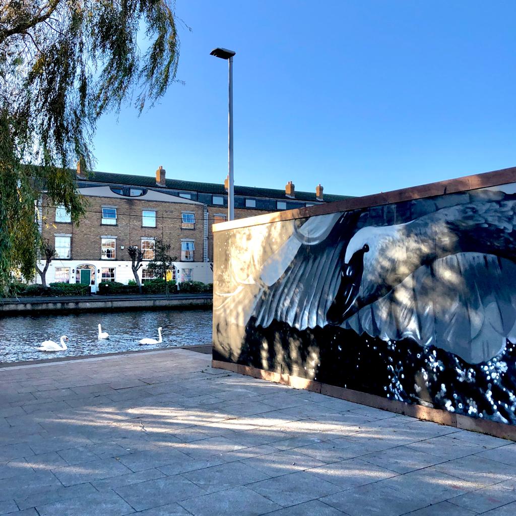 CByrneGreen's tweet image. Gorgeous new mural at #Portobello Harbour. Residents asked for some art work on the hoarding of the (unwanted) hotel development so we worked with @DubCityCouncil to deliver this beauty by @shanesuttonart. Brings the plaza to life. Thanks @ronankenny for the photos. #StreetArt