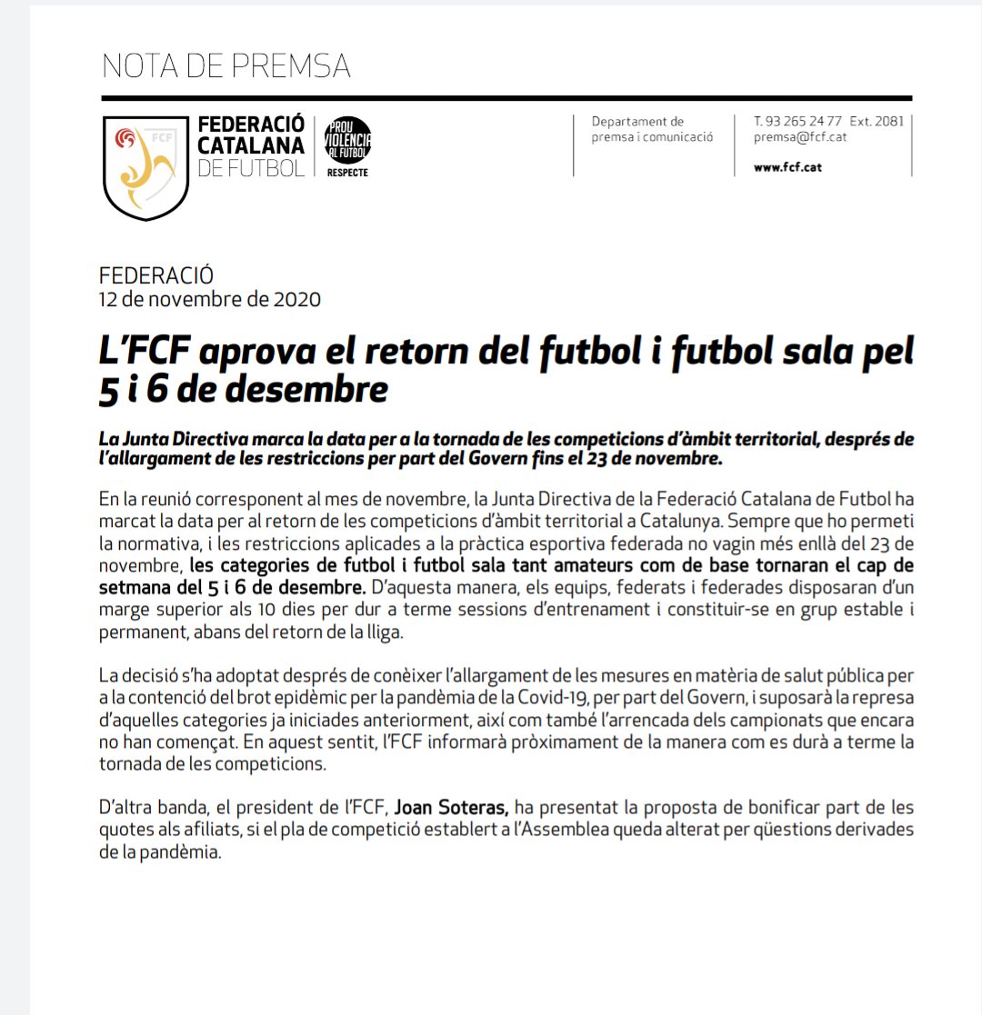La diferència entre la <a href="/FCBQ/">FCBQ</a> i la <a href="/FCF_CAT/">Federació Catalana de Futbol</a>.
La previsió d'uns i altres #coronavirus #futbolcat #bàsquet