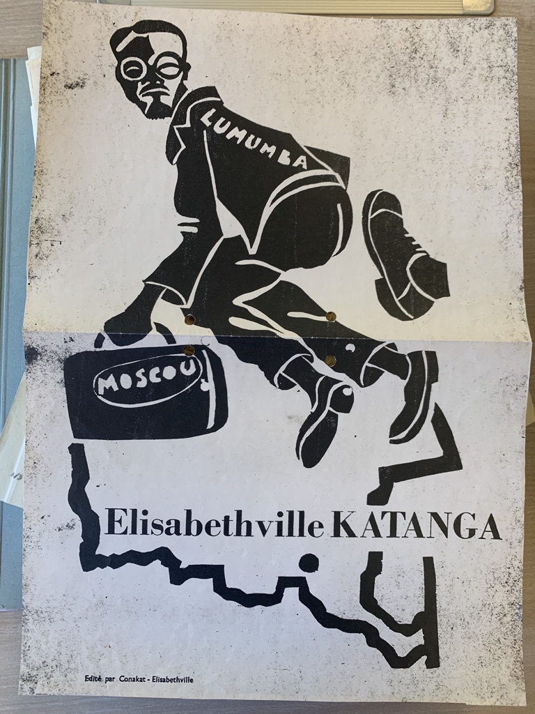 Here's an anti-Lumumba poster that basically jumped out of one of the file boxes, from one of the parties funded by UMHK, which also paid for hundreds of white mercenaries to fight for the secession of copper rich Katanga soon after independence. (15/n)