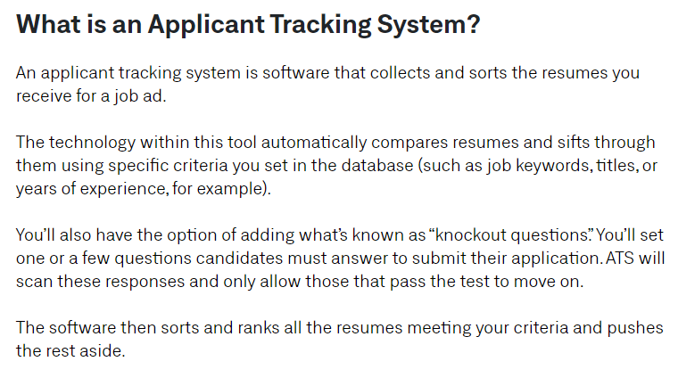 frasalazar's tweet image. Los rumores son ciertos: las compañías están dejando de leer CVs... al menos el primer filtro, que lo hace un bot. Por eso es importante que usen 'keywords', que encuentran en la descripción de la vacante. Si me da tiempo al rato armo un tik tok para profundizar.