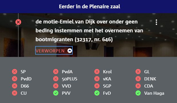 @Muze211 @living_pb Natuurlijk gaan die Haagse volksverlakkers de illegale klaplopers ook verwelkomen. Met dank aan de partijen met de rode bolletjes die gistermiddag  onderstaande motie hebben verworpen. #stemzeweg