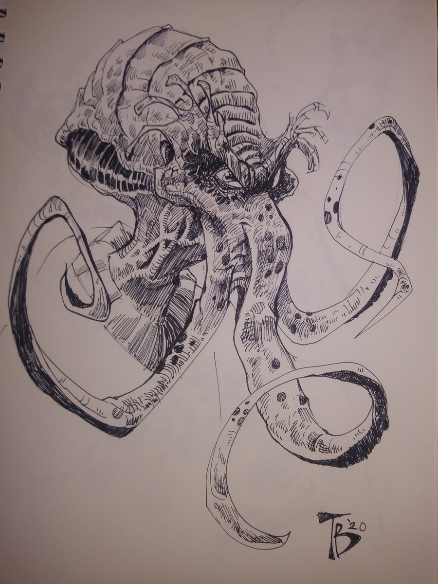 ArtofTCBaldwin's tweet photo. Ilithid sketch. Love drawing DnD monsters. #artwork #monstermanual #wizardsofthecoast #mindflayer #TTRPGs #dnd5e #DnD #pathfinder #ilithid https://t.co/hLUjJlrXgD