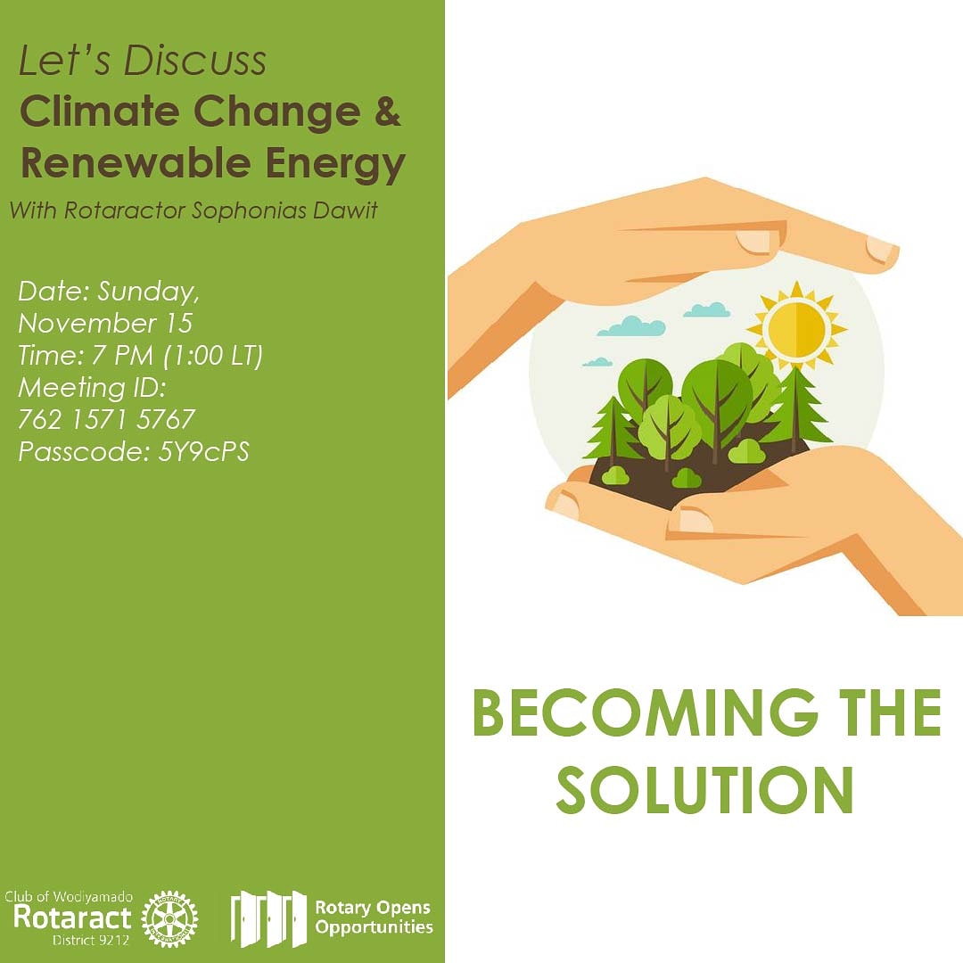 racwodiyamado's tweet photo. Have you ever been concerned about climate change?
Then this one is for you.Join us this sunday on our virtual awareness creation session on climate change and renewable energy on zoom.
Meeting ID: 762 1571 5767
Passcode: 5Y9cPS
#BeTheSolutionNotThePollution https://t.co/qzFKWqyWKL