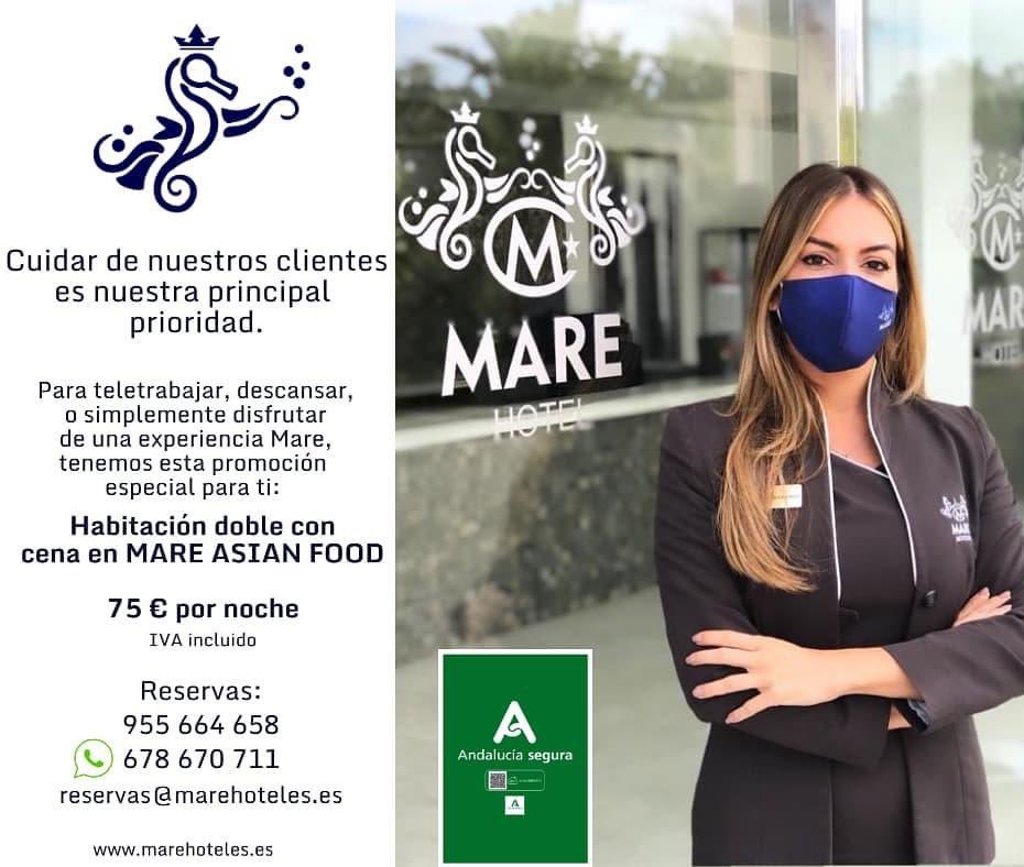 Queremos hacerte sentir bien😊👌
Tenemos una estupenda promoción para ti 🙌🙌, habitación doble, con cena en Mare Asian Food 😋 75 € por noche.
Haz tu reserva:
955 664 658 / 678 670 711
reservas@marehoteles.es
.
#mare #marehoteles #mareasianfood #loimportanteerestu #teletrabajo