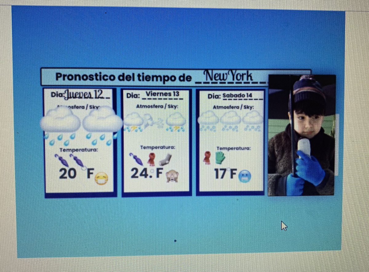 2ndGradeDual's tweet photo. Students selected a city to create a 3-day weather forecast and present it during science class today. We have some future meteorologist ☀️🌦❄️☔️🎤  @JonesAcademy1 https://t.co/c7vxzxCpm7