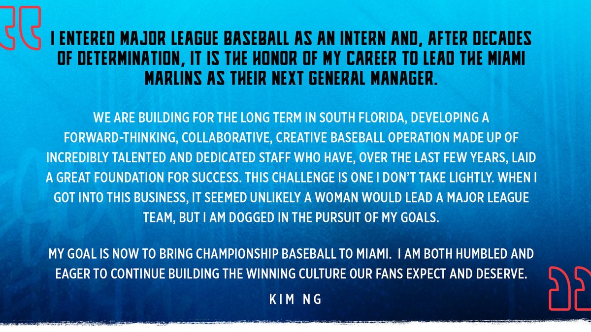 Making history by bringing a lifetime of excellence, Kim Ng steps to the helm as GM. #JuntosMiami