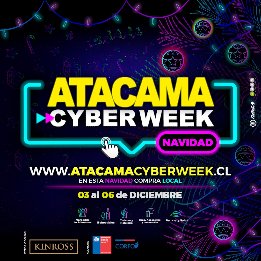 CorfoAtacama's tweet photo. La Navidad se adelantó, entre el 3 y el 6 de diciembre descubre este espacio con productos regionales y precios irrepetibles encontrarás: 🍽Mercadito de Alimentos 🍷Bebestibles 🏨Turismo y Hotelería 🛍️Ropa y Accesorios 🌺Belleza y Salud 👉https://t.co/w2FtSwNxeZ https://t.co/RwGewGDuKR