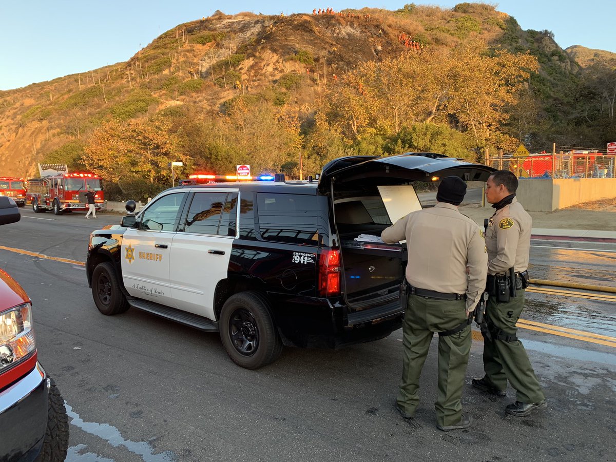 PCH at Tuna Cyn Eastbound lanes are open, Westbound lanes remain closed for clean up. 