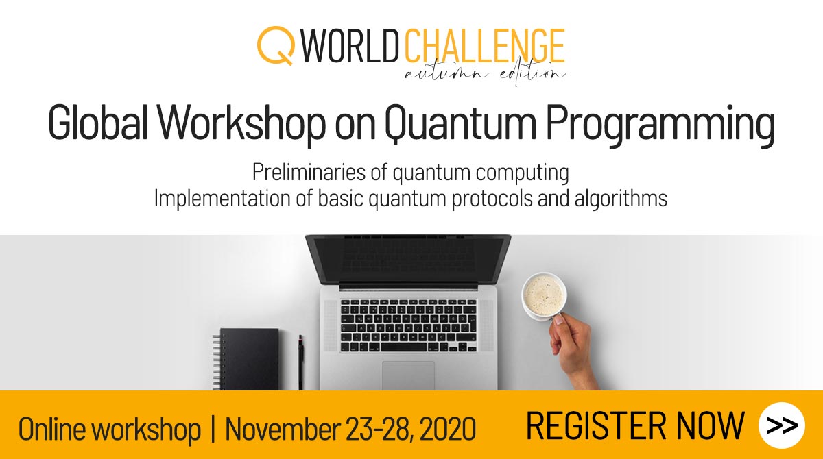 QuantumCzech's tweet photo. The first global quantum programming workshop by @QWorld19 between 23-28 November 2020: 
a fantastic opportunity to learn the basics of quantum programming and computing. For details go to https://t.co/04FmV34bRa We will be there! #qworldchallenge2020 https://t.co/63eSxID0A1