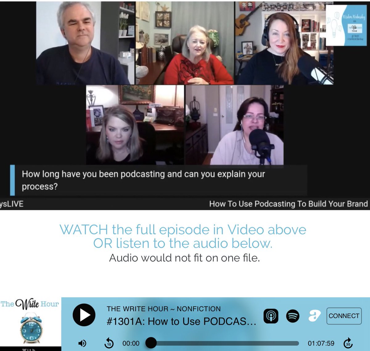 joyce_glass's tweet photo. Learn How To Use Podcasting To Grow Your Brand & Connect With Your Readers!
π² #1301 of The Write Hour with Joyce Glass
π Tips From #TheWriteCoachTeam
β° #TheWriteHour
@BisbanoWrites
@KeithKeller
@AnnemarieCoach
@troolsocial
@KerryGorgone
Listen at https://t.co/MhC9tOAEmW https://t.co/8ZCfwPKZmK