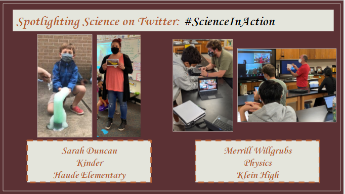 KleinISDscience's tweet photo. Congratulations @MrsDuncan04 @HaudeKISD and Mr. Willgrubs @KleinHigh for being October's Spotlighting Science winners! Thank you @gringostexmex for supporting our teachers! #ScienceInAction @KleinISD https://t.co/m81vf8fhVm