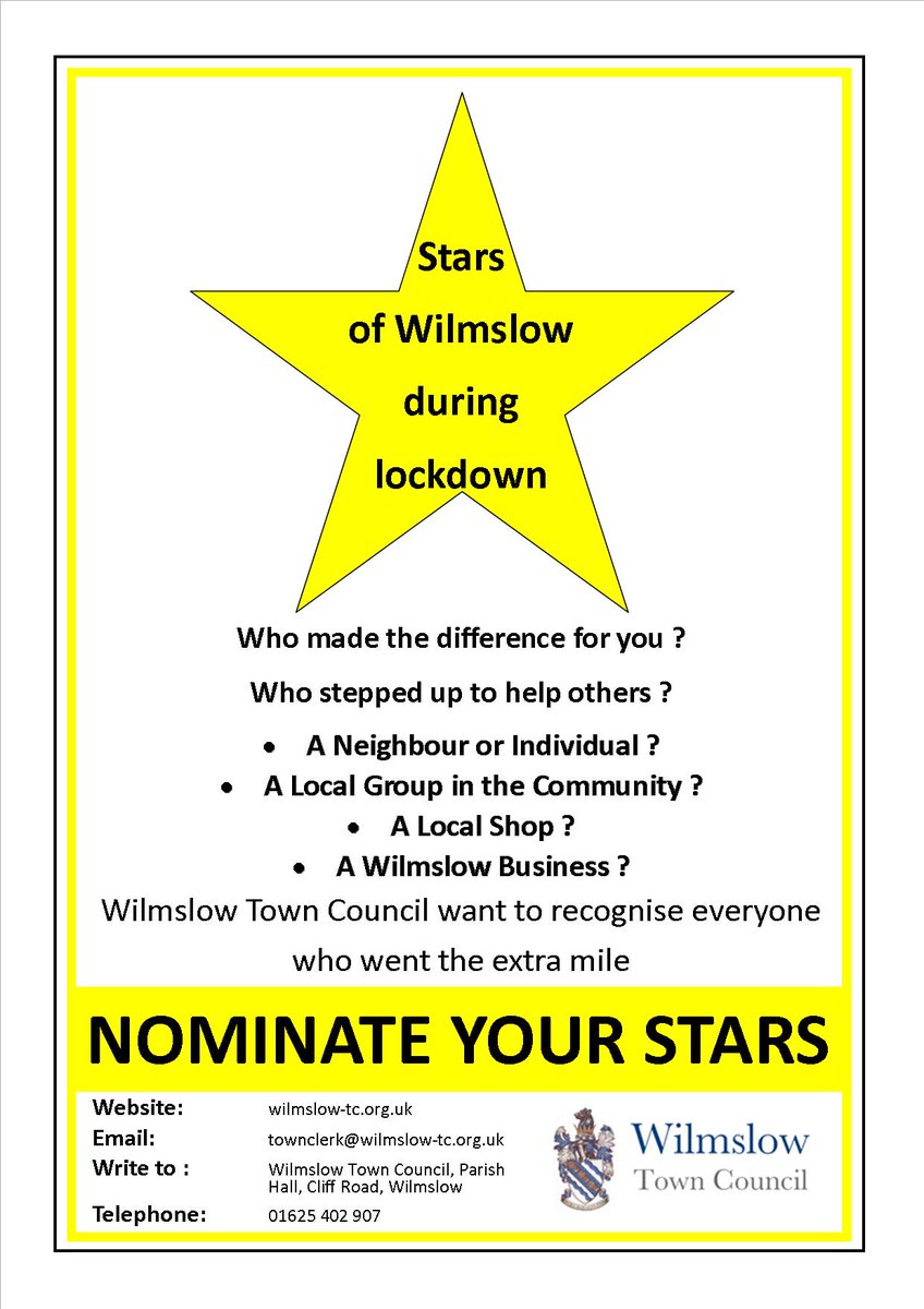 Who are the Stars of Wilmslow throughout the Covid lockdowns. Who has gone the extra mile to help you ?
We are looking for your nominations now and through in to the New Year.wilmslow-tc.org.uk/content/stars-…. Let's say a collective thank you and recognise huge efforts made.