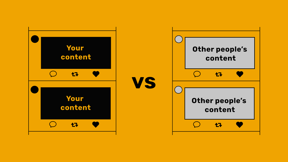 2 - Avoid retweetsYour timeline should be about yourself.People follow someone for their content, not their RTs which is basically other people's content.If you feel the need to retweet something, make it a quote retweet. Add something valuable to your audience.