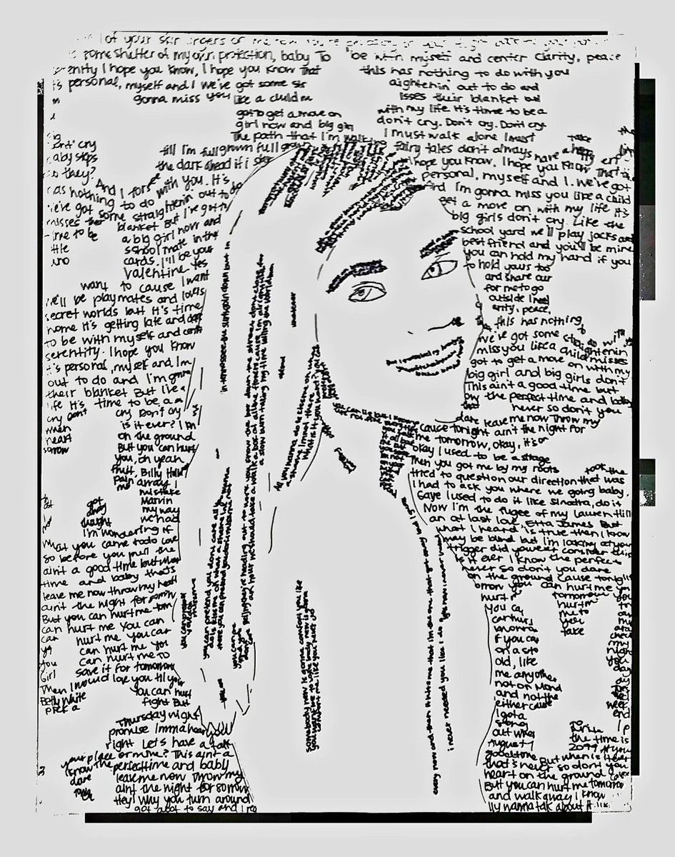 SMMHSEagles's tweet photo. #ArtWithText These self portraits from Mrs. Sewell's Art 3 students were drawn using Micography, the art technique of drawing visual patterns from lines of minutely written words. 🖼 ✏🖊 #SMMHSsoars @ArtsHcs https://t.co/SGSUe14qOP