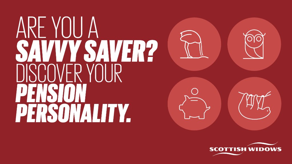 ScottishWidows's tweet photo. What’s your pension personality? Savvy saver or a mindful planner?
Find out this #TalkMoney #TalkPensions week to help you have conversations about your financial future and plan your next steps towards retirement. Try it now https://t.co/p4XAwX50z6 https://t.co/QvJ35jcmNp