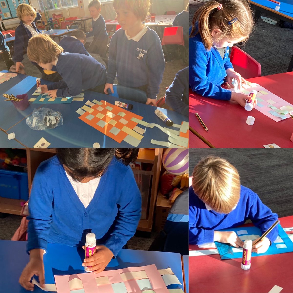 MissBurrows2's tweet photo. Primary 1 were weaving paper in Art today.
It was great practice for fine motor skills. We made lots of beautiful colour choices! 
⁦@mrsbrannanfcrc⁩ https://t.co/BoPLJJ189e