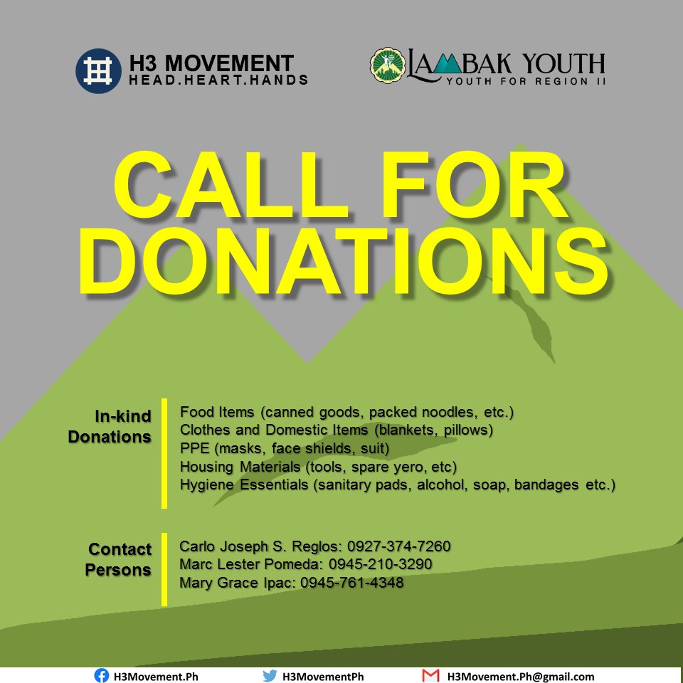 H3MovementPh's tweet photo. [RT TO SAVE LIFE]

We initially organized this donation drive for those effected by Typhoon Rolly, now We extend the reach of Tulong Lambak to our brethren in Isabela and Cagayan.

#CagayanNeedsHelp https://t.co/6TMWZd6l0l