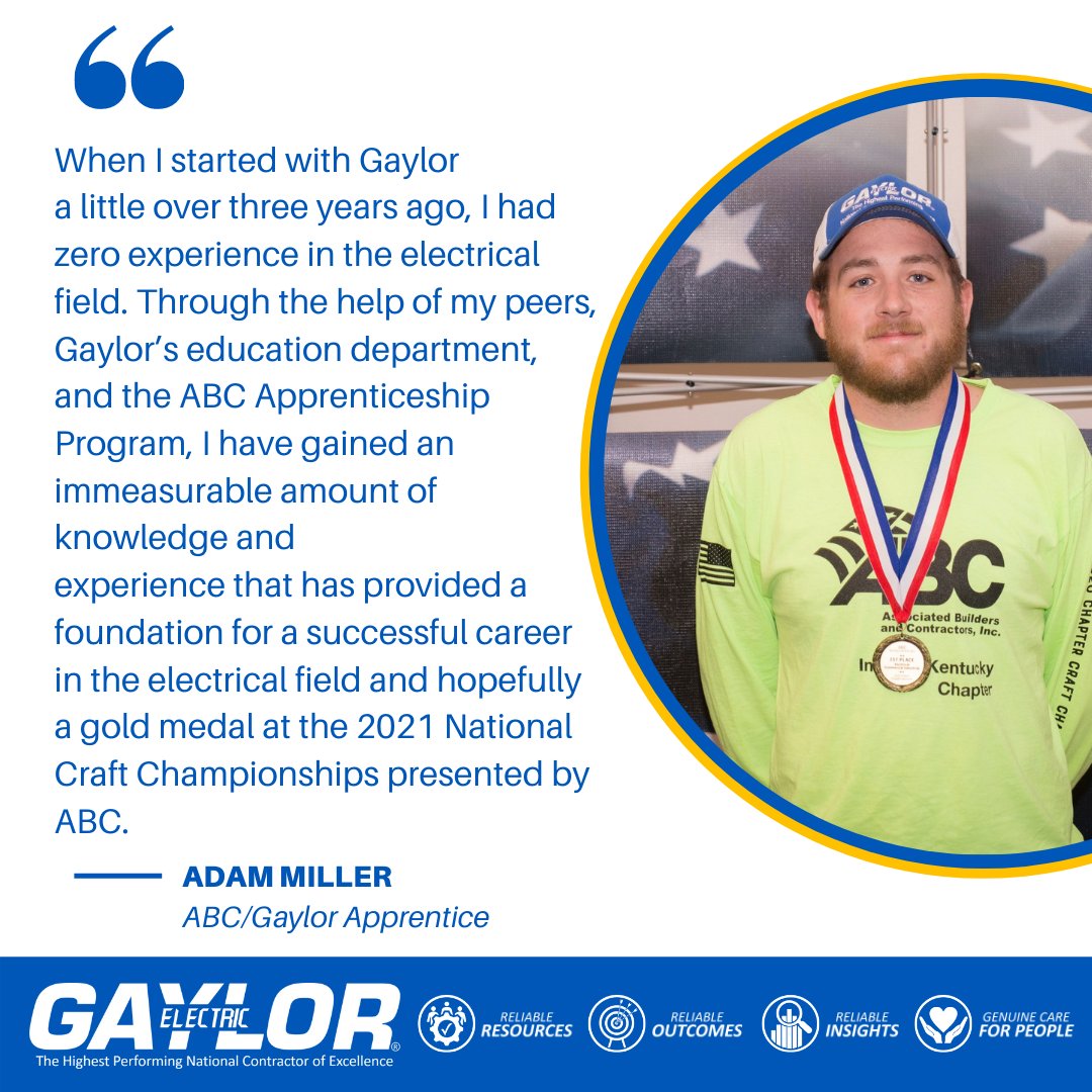 gaylorelectric's tweet photo. For the final day of #NationalApprenticeshipWeek, we are excited to highlight two of Gaylor Electric &amp; ABC's Apprentices and hear about their experience in the apprenticeship program. #GaylorElectric #HighestPerforming #ApprenticeSpotlight https://t.co/5061JPO9Vg