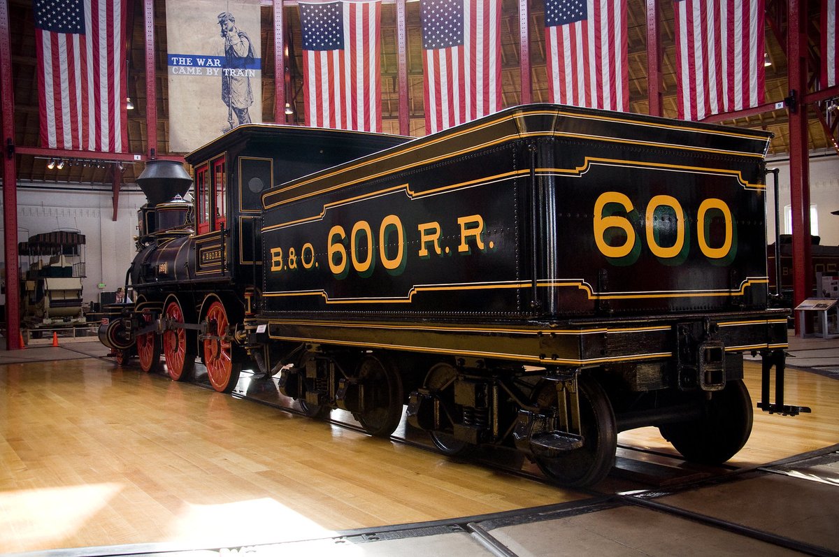 nat_railroad's tweet photo. See the B&amp;O No. 600  featured in a special Turntable Demonstration tomorrow at 12 Noon! This "Mogul" type locomotive, originally built  here at Mt. Clare, will be rotated on the turntable in our spacious Roundhouse! Included w/ admission. 
#TurntableDemo #BORailroad #WeekendPlans https://t.co/TR4iReJxzR