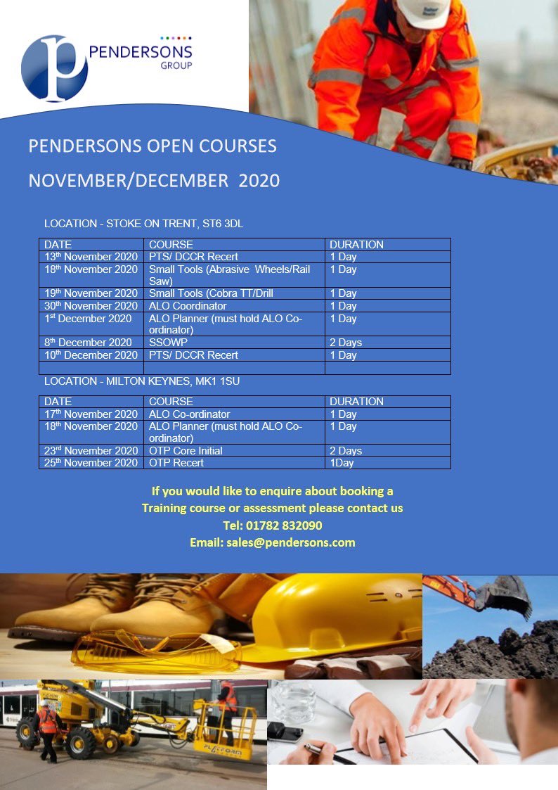 Pendersons's tweet photo. Railway courses in Stoke on Trent and Milton Keynes. Phone 01782 832090 for more details #rail #railway #otp #pts #trackmaintenance https://t.co/U2Hz3byhx7