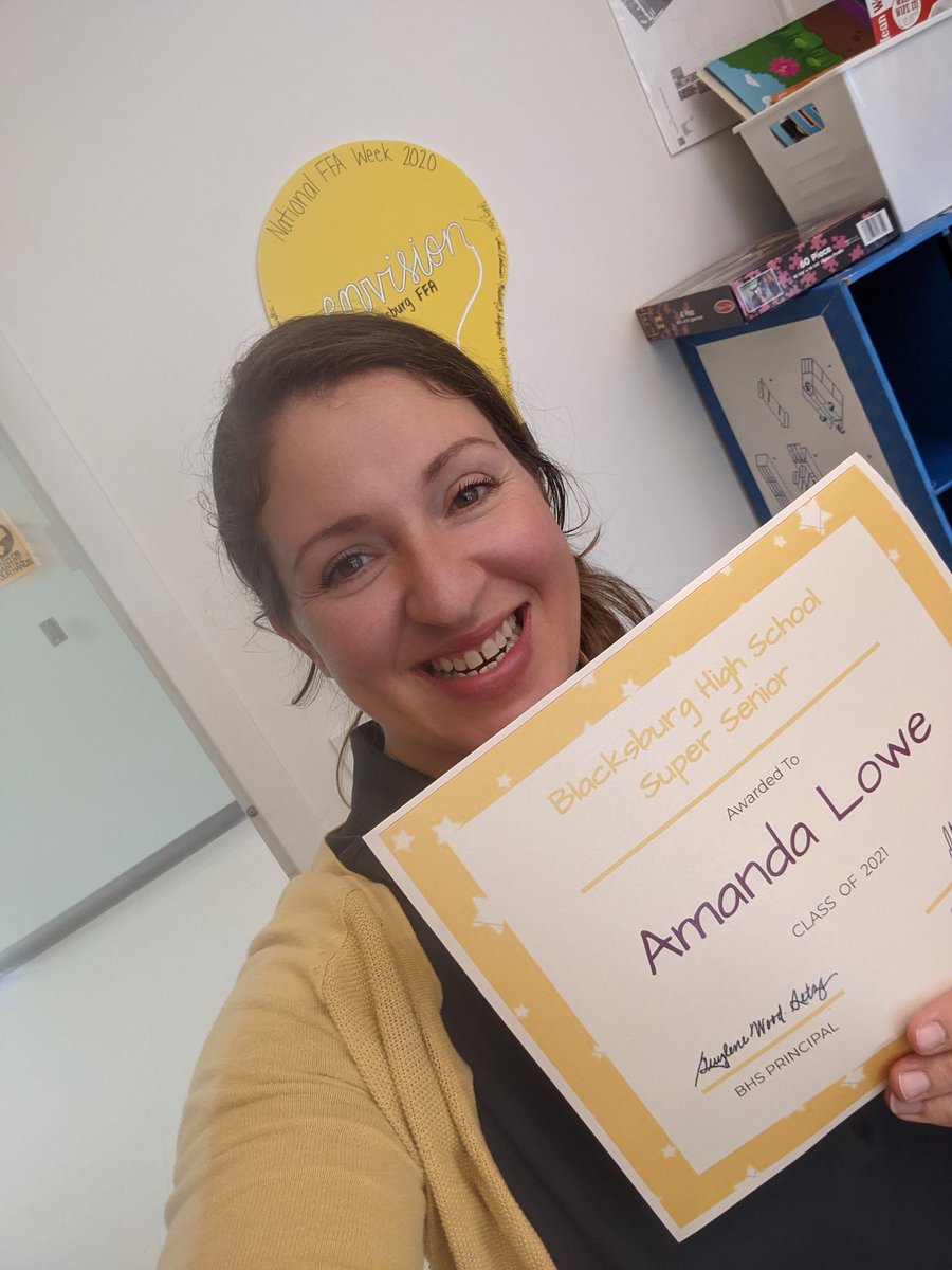 The  pick-me-up that I needed on Friday the 13th! Amanda Lowe, I'm honored to get your super senior certificate! #soproud #gohokies <a href="/BlacksburgFFA/">Blacksburg FFA</a> <a href="/BburgHSBruins/">Blacksburg High</a>
