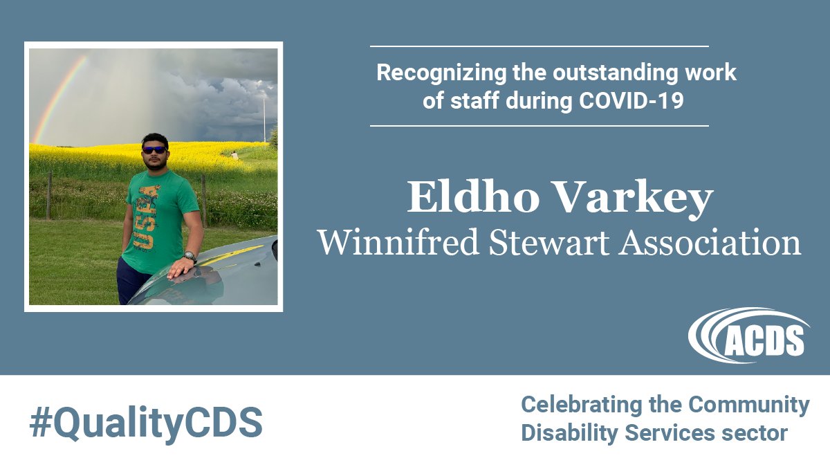 ACDS_online's tweet photo. ACDS is recognizing staff from the Community Disability Services sector for outstanding work during COVID-19. 

Thank you Eldho from @WSA1953 for your amazing work! Read this story, and others here: https://t.co/0moqDQRpFo #QualityCDS https://t.co/KMvBRsk3LG