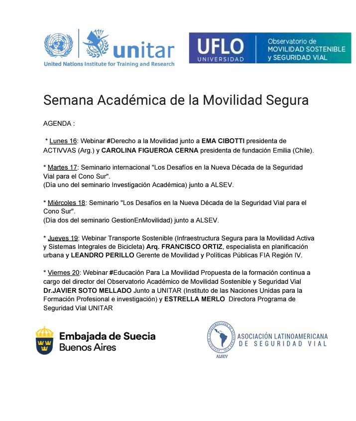 alsev_org's tweet photo. Trabajamos todo el tiempo en impulsar la seguridad vial desde la academia. Gracias @UFLOuniversidad por aceptar ser la sede del seminario "desafíos de la nueva década de la seguridad vial para el Cono Sur". https://t.co/kkaSoLb9M3