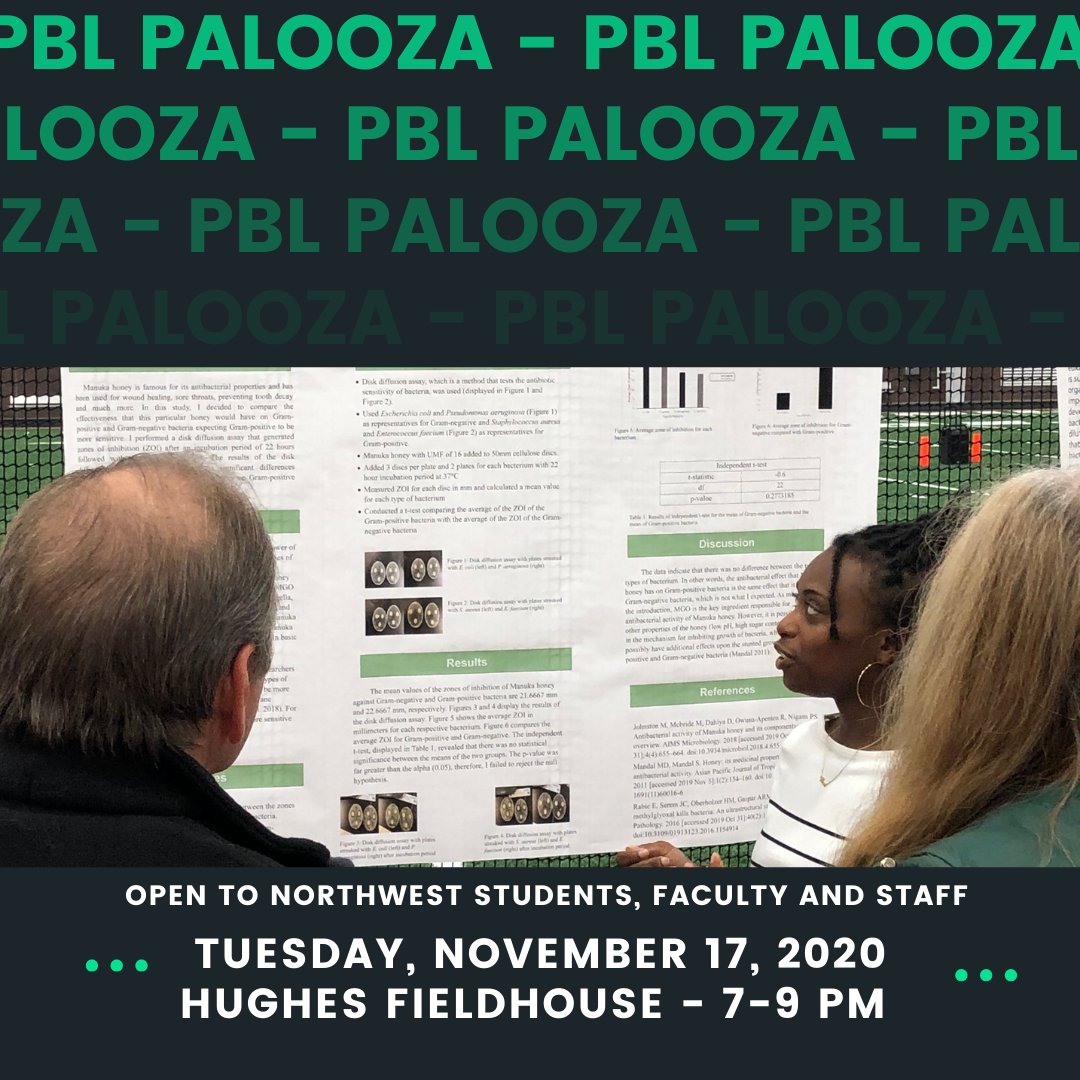 NW_Careers's tweet photo. Join us for PBL Palooza on Tuesday, November 17 from 7 - 9 PM in the Hughes Fieldhouse. Open to Northwest students, faculty and staff. Learn more at https://t.co/3JIMEF3GV5 https://t.co/BOBNByuxz5