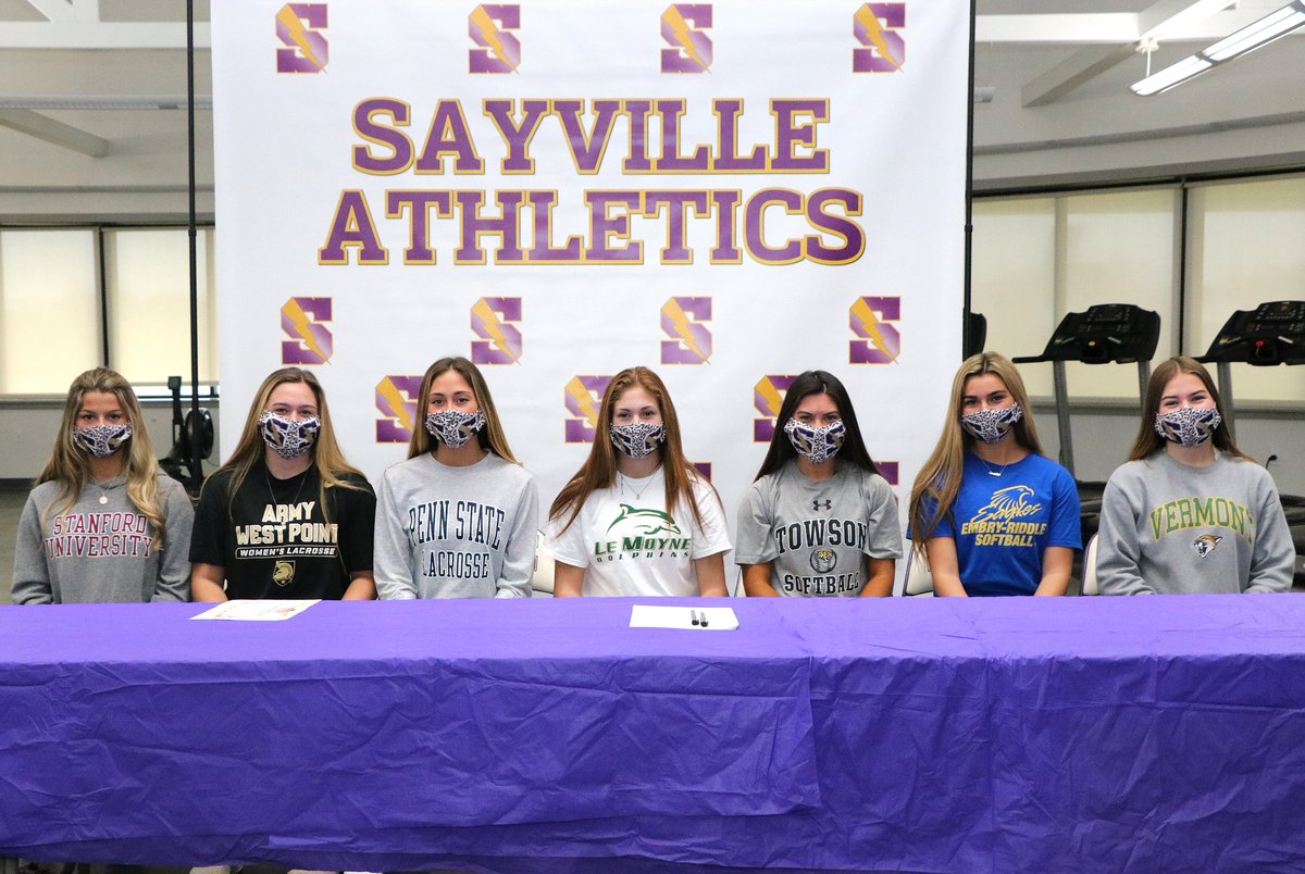 Sayville Announces Class of 2021 Athletes Signing for Divisions I &amp; II for 2021 Sports 
Congratulations to these amazing 2020 Athletes who are signing for Division I and Division II Sports.  For Details go to the website at: sayvilleschools.org/Page/19927