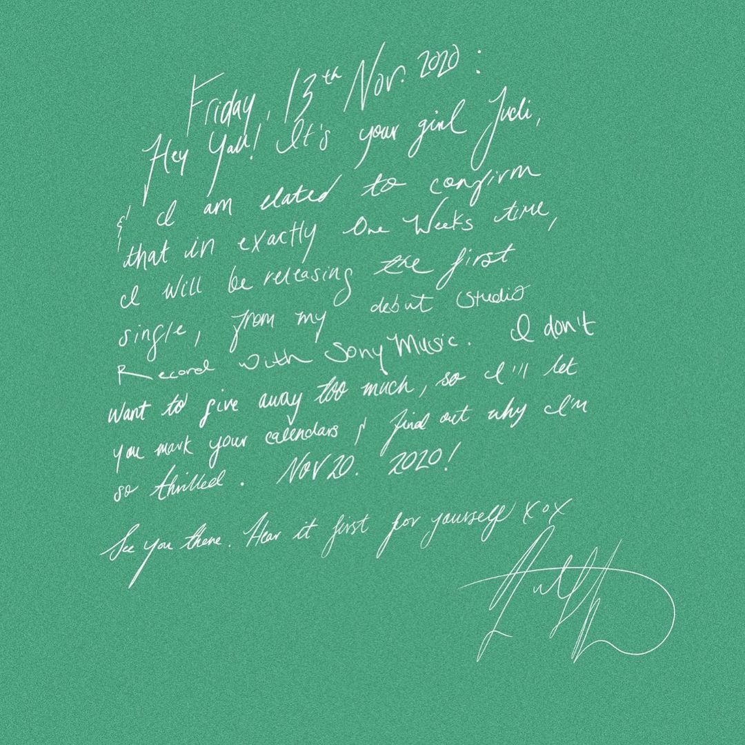 Hey Y’all Its your girl Judi,
I am elated to confirm
That in exactly one weeks time
I will be releasing the first
Single, from my debut studio
Record with Sony Music. I dont
Want to give away too much, so
mark your calendars and see you there! Nov 20 2020! xox

Judi Jackson