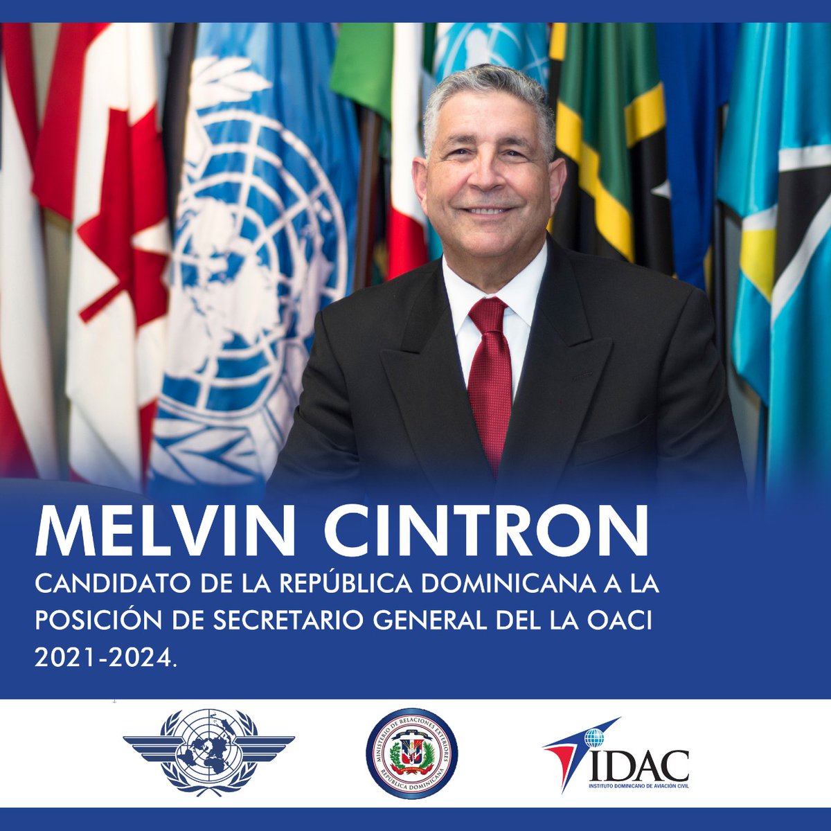 IDAC_RD's tweet photo. República Dominicana propone a Melvin Cintrón como secretario general de la OACI y presenta su estratégico plan de campaña. 
La OACI es el organismo encargado de elegir al secretario general de esa organización, de conformidad con lo que establece el convenio de aviación de 1944. https://t.co/qfFrsfv80v