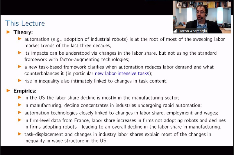 voxlacea's tweet photo. Live now Keynote on "Tasks, Automation and the Labor Market", by Daron Acemoglu (Charles P. Kindleberger Professor of Applied Economics in the Department of Economics at the Massachusetts Institute of Technology) at #LACEA2020 @DrDaronAcemoglu https://t.co/fKB1ncuJ2Q