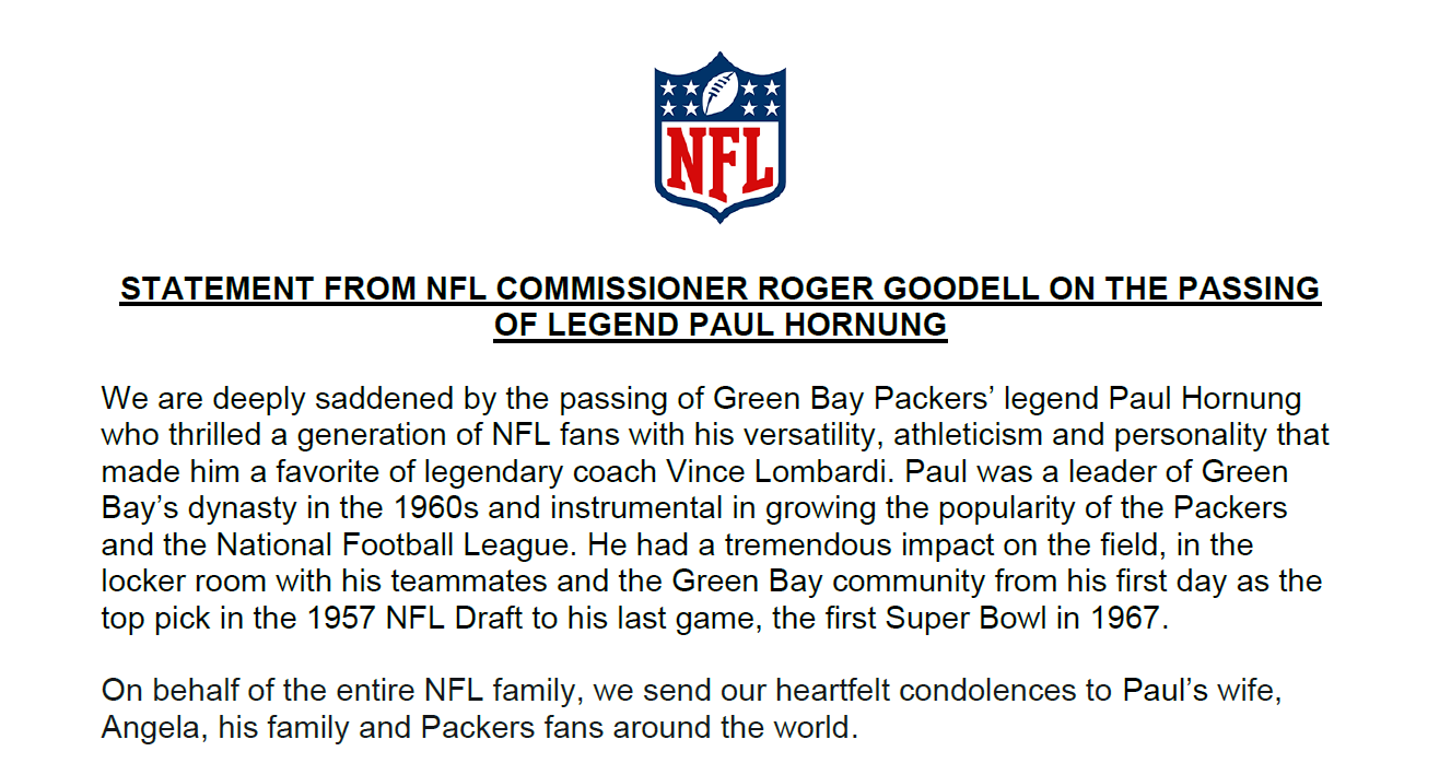 NFL345 on X: Statement from @NFL Commissioner Roger Goodell on