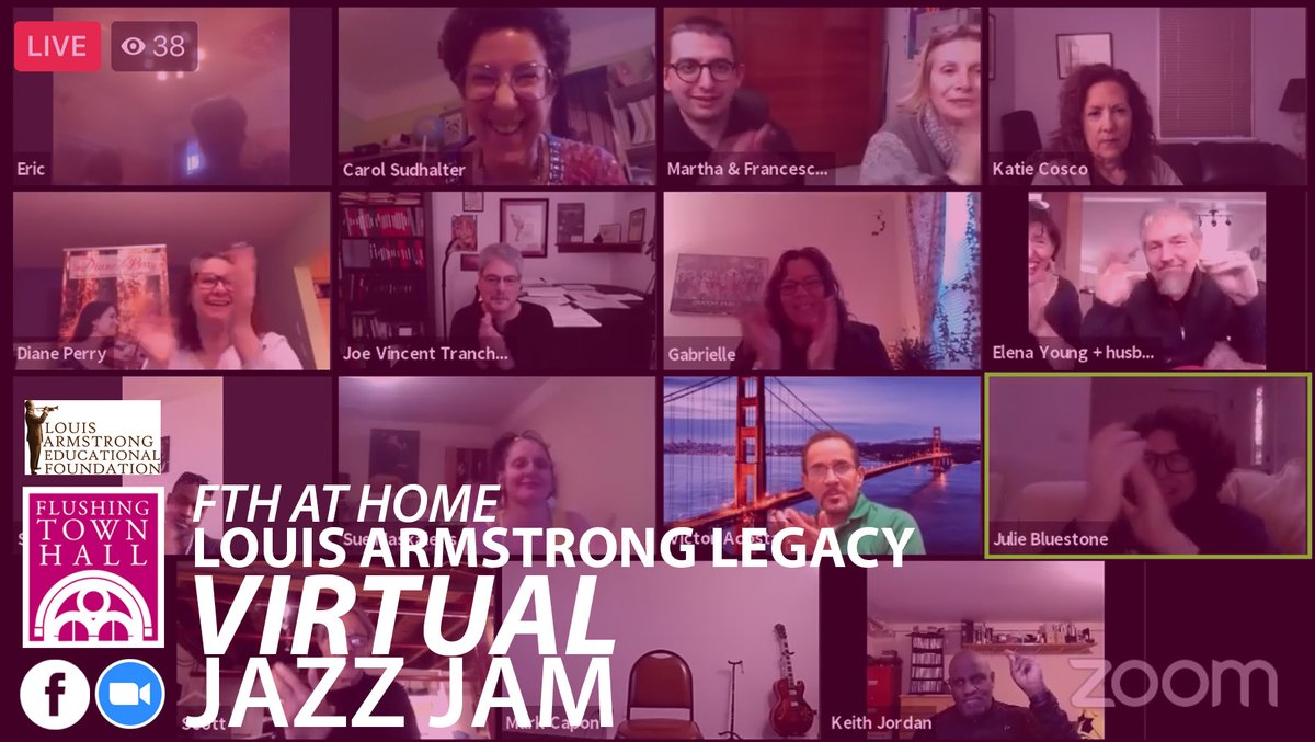 FlushingTwnHall's tweet photo. Our monthly jazz jam continues virtually on Wednesday, December 9 at 7pm. Celebrate the legacy of #LouisArmstrong with special holiday performances from amateur and professional musicians. https://t.co/I3Y1QFFCRi #HolidayParty #FTHatHome @ItsInQueens https://t.co/1QDbZeCoMb