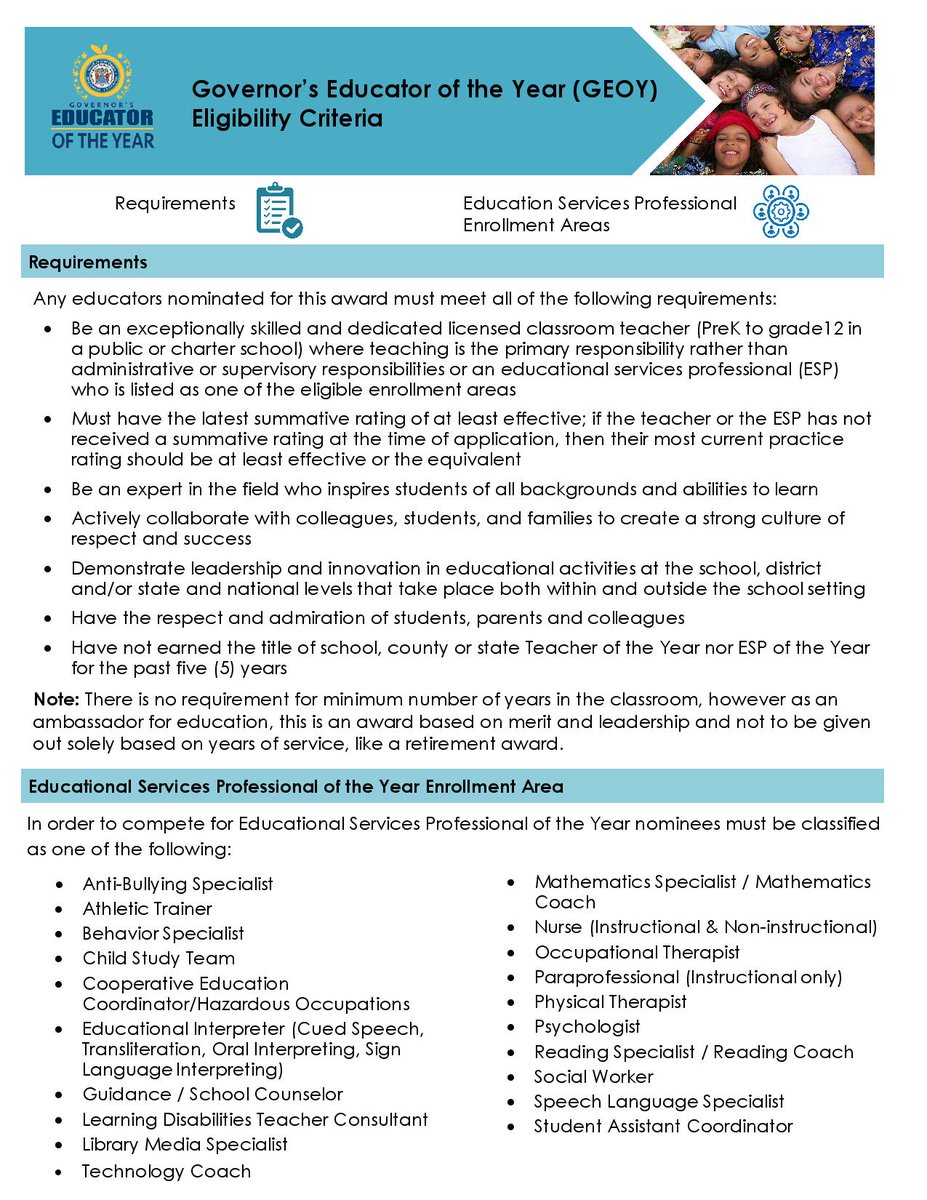 Take a few minutes to nominate one of our incredible teachers and/or educational services professional.