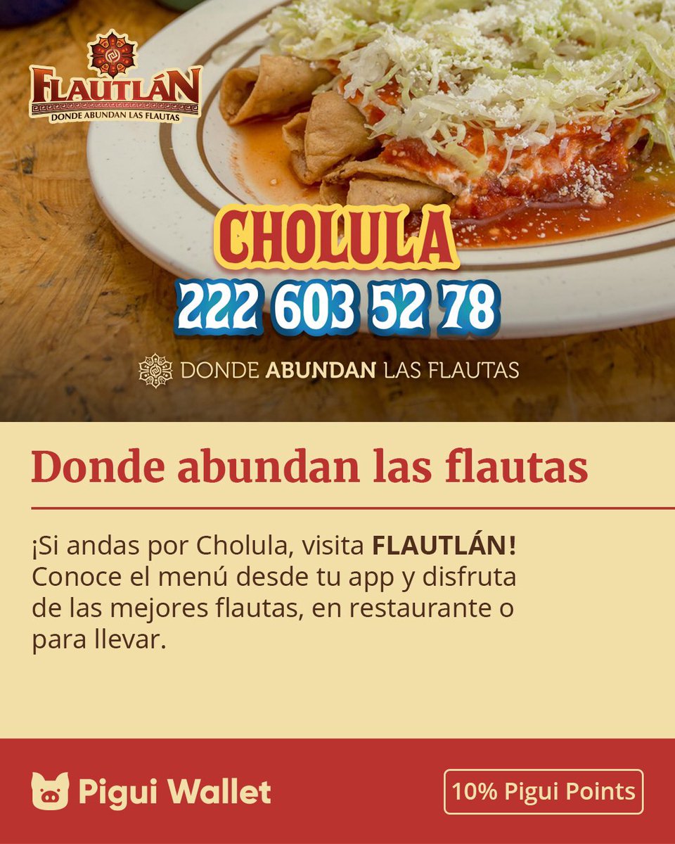PiguiWalletMX's tweet photo. Visita Flautlán y gana el 10% de tu cuenta en #PiguiPoints ✨ https://t.co/bgSwRmFqBZ