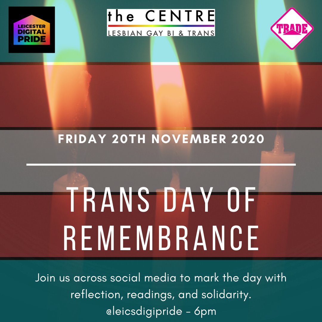 LeicsDigiPride's tweet photo. “This day we mourn our losses and we honour our precious dead - tomorrow and every other day, we shall continue to fight for the living.” (Gwendolyn Ann Smith, #TDoR Founder)

Readings, art, music, and a virtual vigil – 6pm today, Facebook &amp; YouTube @leicsdigipride

#tdor2020 https://t.co/qs7IPL8xVM
