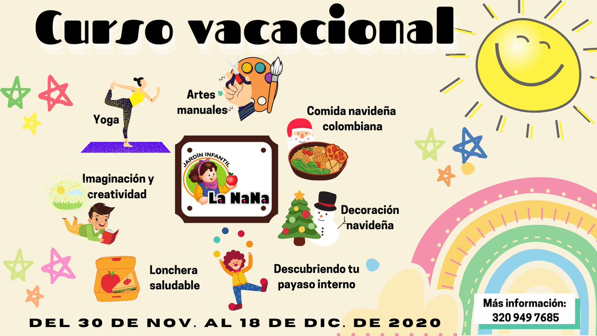 JardinLaNana's tweet photo. Queremos que te inscribas y disfrutes de este curso vacacional. Por eso, te presentamos tres razones para que no dejes pasar esta invitación: dura 15 días, es virtual o presencial y harás actividades didácticas y de aprendizaje. No faltes, ¡te esperamos!

#asisomosenlanana https://t.co/Q7Tmkn8Bgi