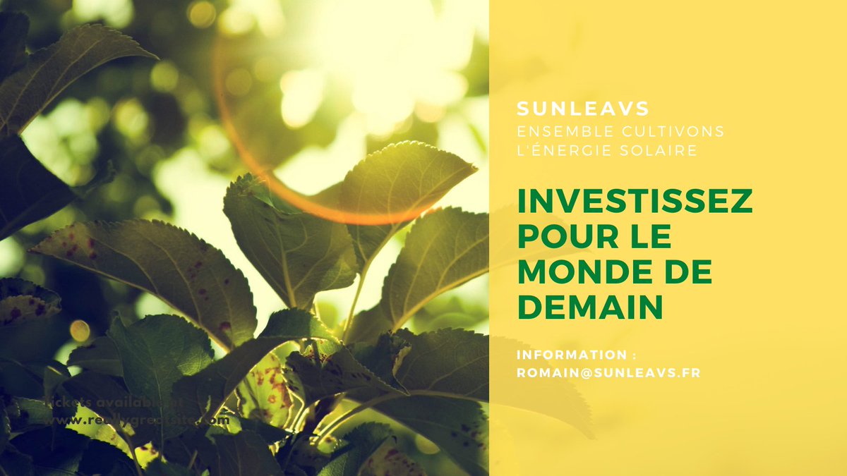☀️  Sunleavs ouvre son capital, accessible à tous ! Grâce à votre investissement, valorisez et défiscalisez votre argent, pour en savoir plus rdv sur : bit.ly/2IaHm8c 

#greentech #leveedefond #investisseur