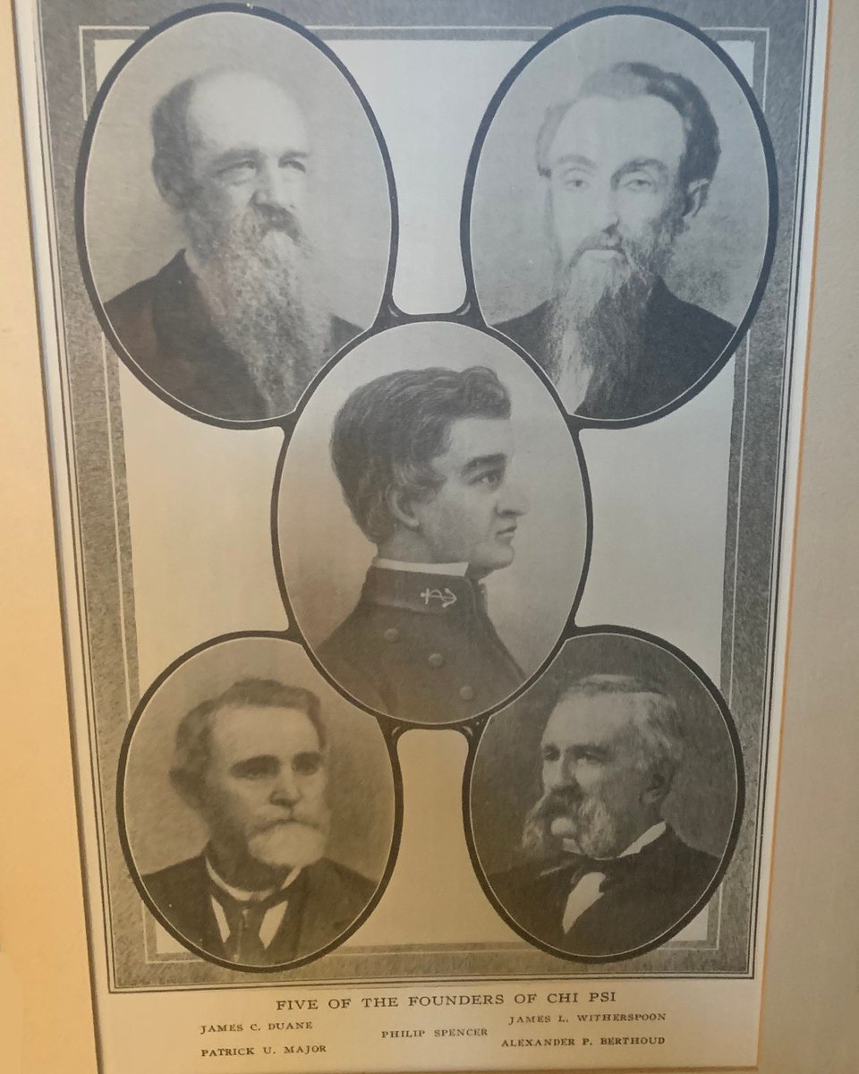 A Jeffrey Hall gem for today's #FlashbackFriday! An old portrait of 5 founders of Chi Psi hangs on the wall in the Central Office - have you seen it in person? #FBF
