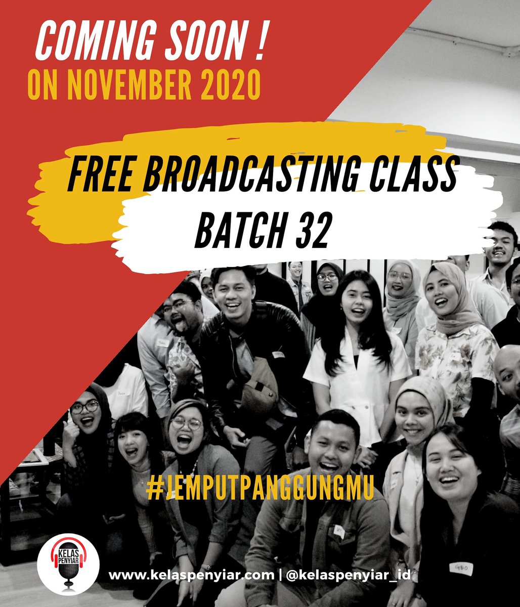 kelaspenyiar_ID's tweet photo. Yuhuuuu akhirnya kelas yg ditunggu-tunggu #FreeBroadcastingClass Batch 32 akan dibuka. Yuk cek langsung di link berikut untuk detail infonya๐
https://t.co/ilFUHHYrq4 https://t.co/j6toDyHN4S