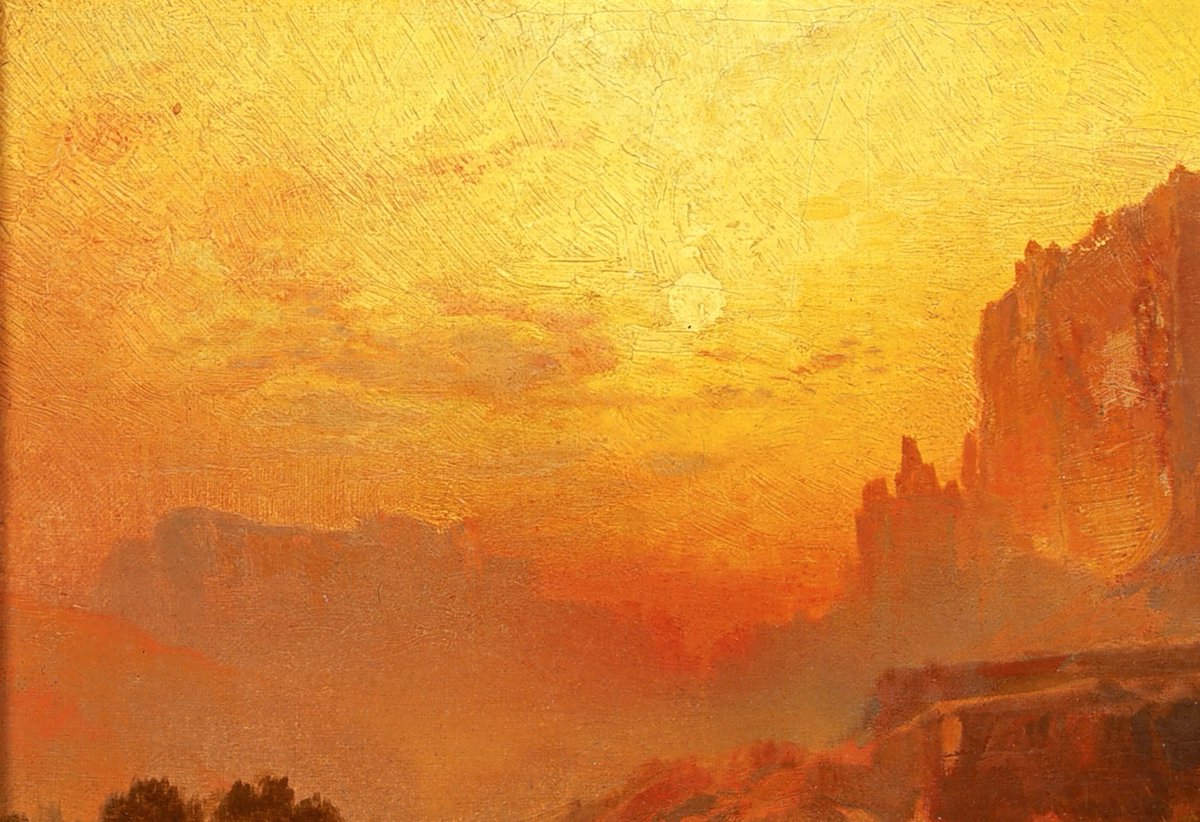 “The Golden Hour, 1875” Thomas Moran (February 12, 1837 – August 25, 1926) was an American painter and printmaker of the Hudson River School in New York whose work often featured the Rocky Mountains.