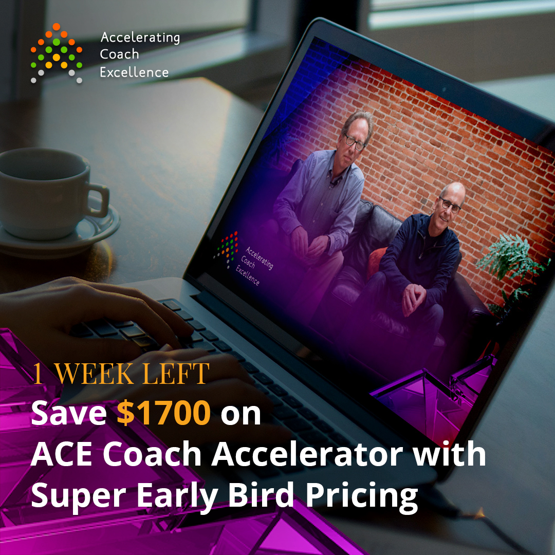 icfchicago's tweet photo. There’s 1 week left to join me in David Peterson and David Goldsmith’s course: ACE Coach Accelerator. Learn LIVE from the former Director of Executive Coaching at Google and a Coaching Industry Pioneer! https://t.co/5l1QZiwTzU