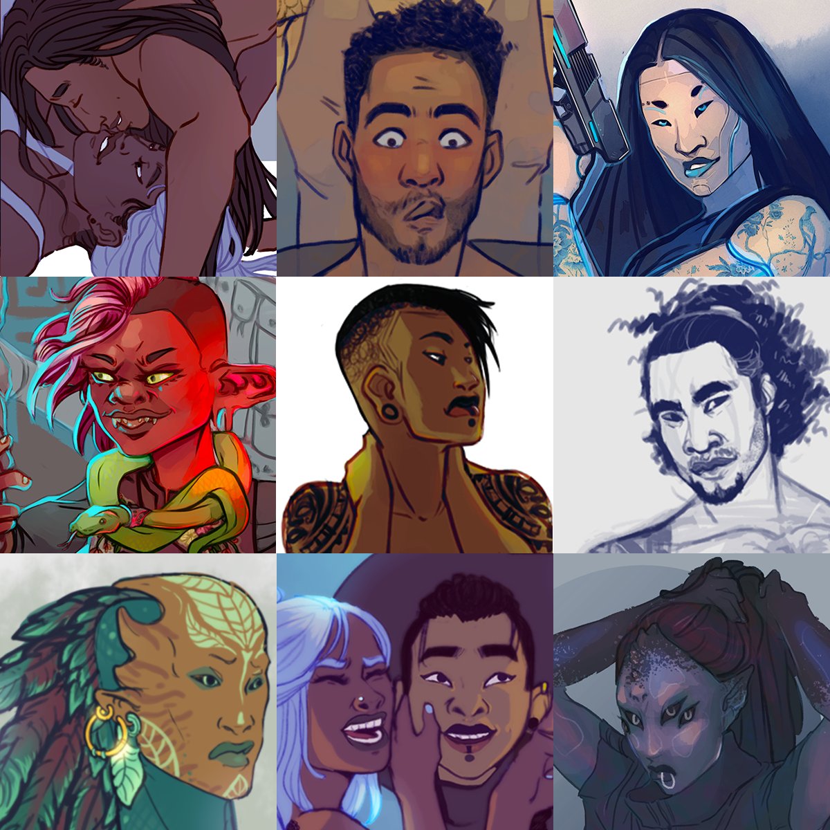 xellterrestrial's tweet photo. @Marcel_Hampel thanks for the #artshare! Here's some of my work! I'm an illustrator focusing on fantasy/sci-fi/genre fiction and bringing diversity to these spaces.

My portfolio lives here: https://t.co/mV8GNsVUEe
And my other socials live here: 
https://t.co/SDmntBKkvG https://t.co/t1xR6aTsEN