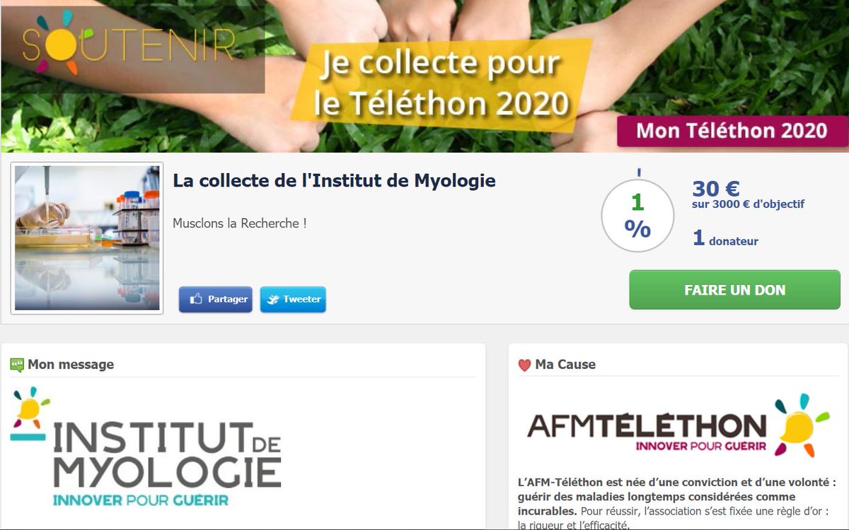 Inst_Myologie's tweet photo. Soutenez nos actions et nos projets de recherche et aidez nous à combattre la maladie en faisant un don pour le #Téléthon sur la page de collecte de l'@Inst_Myologie
⏩https://t.co/zqOhEDLNZP 💶Merci pour votre soutien ! @Telethon_France https://t.co/tR7uiXZSlG