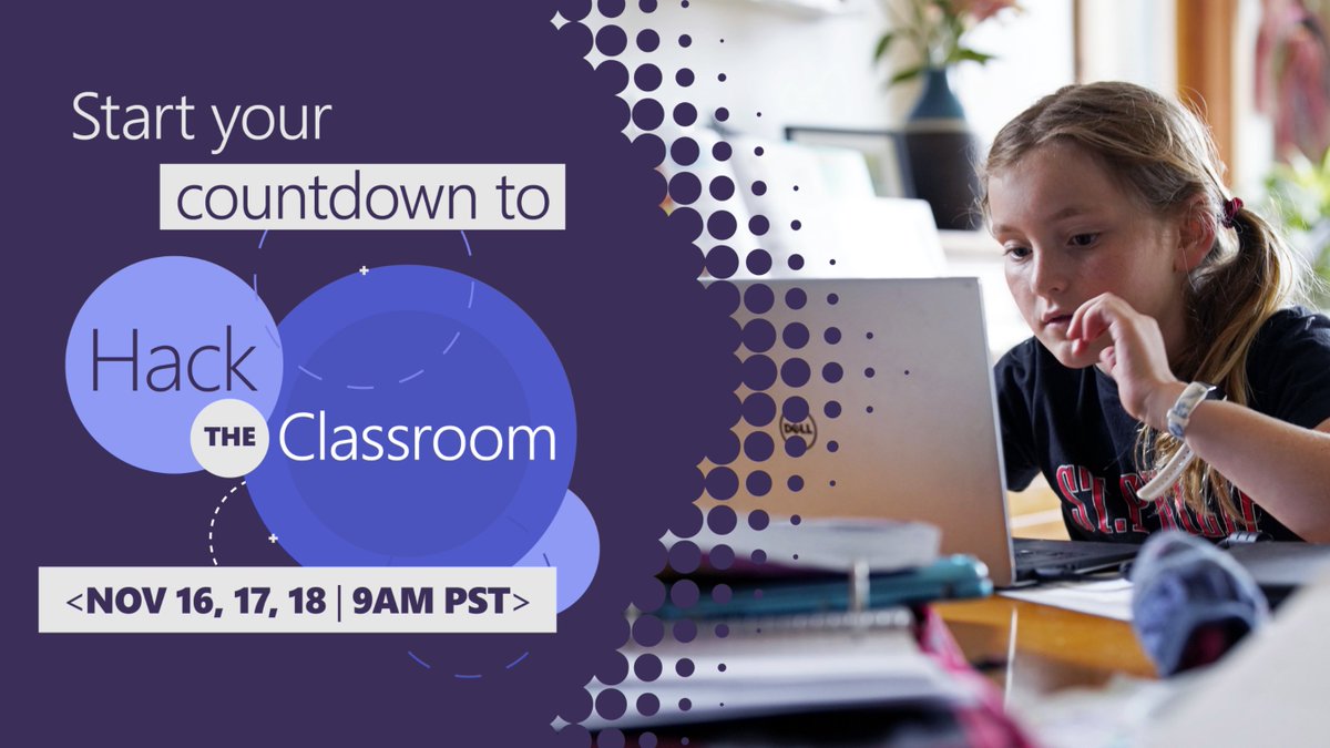 #HackTheClassroom is just 3 days away! 🤩 
 
Get ready for a fun event full of #STEM learning, lesson planning, and #HourofCode prep with our educator community, November 16-18 at 9AM PST. msft.it/6018pDLu6 #MicrosoftEDU