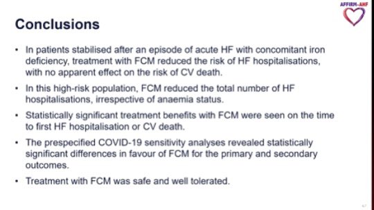  #AHA20  #AFFIRM Prof Ponikowski conclussions and Prof McMurray open questions