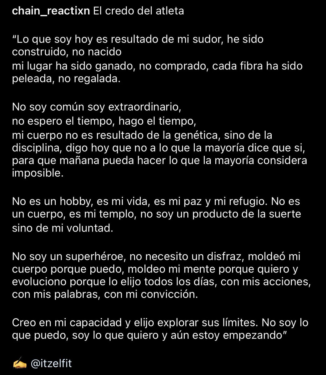 ChainReactixn's tweet photo. EL CREDO DEL ATLETA https://t.co/0tLsFfaYv6