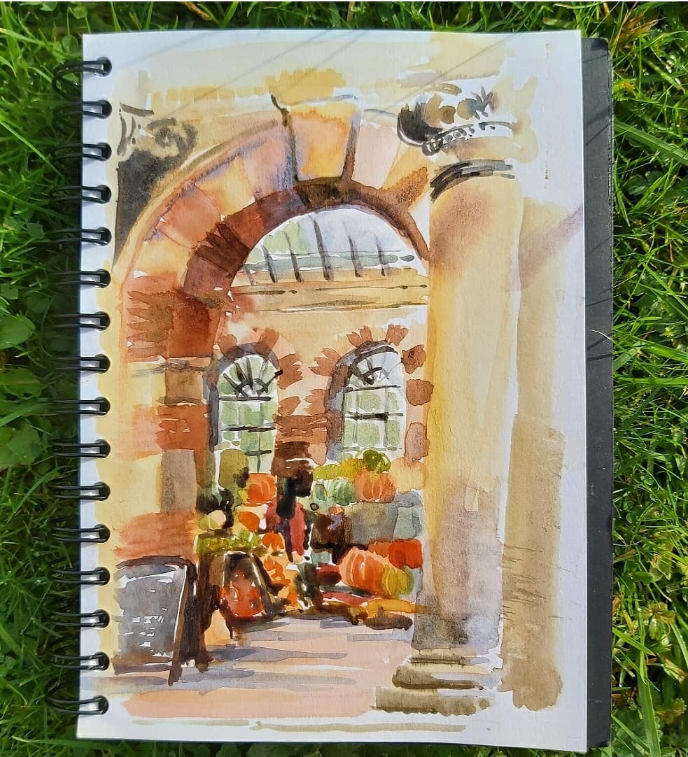 JoolsMainstone's tweet image. Lovely wander round Tyntesfield grounds on Wednesday. Still a few beautiful Autumn colours and the Pumpkin Display in the Orangery as beautiful as ever. Glad I took the sketchbook, although it was a little nippy ❄
